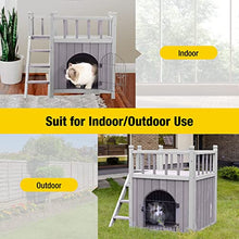 Load image into Gallery viewer, Cat/Dog/Rabbit House Outdoor and Indoor in wood, Feral Pet Houses with Stairs for Dogs