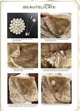 Load image into Gallery viewer, BEAUTELICATE Faux Fur Wrap Shawl Women’s Shrug Bridal Bridesmaid Stole for Winter Wedding Party Evening Brooch One Size Ivory