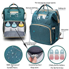 Load image into Gallery viewer, Baby Changing Bag Backpack, KAQ Multifuntion Nappy Changing Bag Waterproof Large Diaper Bag Backpack with Changing Mat & Stroller Strap for Mom and Dad, Portable Folding Nappy Changing Rucksack