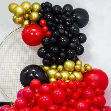Load image into Gallery viewer, Red Black and Gold Balloons Arch Garland Kit 157 PCS Black Red metallic gold Latex Party Balloons set for Birthday Decoration Wedding Valentines Casino Card Night Las Vegas Party Decorations Supplies
