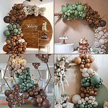 Load image into Gallery viewer, Thinbal Saga Green Brown Balloon Arch Garland Kit, 100pcs Jungle Theme Safari Party Decorations, Retro Green Coffee Apricot Balloons for Kids Boys Girls Birthday, Baby Shower, Weeding Party Supplies