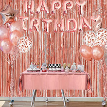Load image into Gallery viewer, ASTARON Rose Gold Birthday Party Decorations Set, Contain Happy Birthday Banner, Balloons, Confetti, Tablecloth, Birthday Sash for Girl Women's Party Supplies