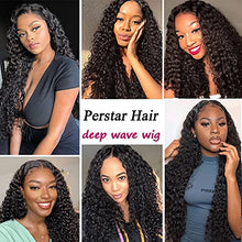 Load image into Gallery viewer, Perstar Glueless Lace Front Human Hair Wigs for Women Brazilian Deep Curly Wave Wet Wavy Wig Pre Plucked Lace Front Wig Unprocessed Virgin Human Hair Lace Frontal Wig Curly Wigs for Women 20 Inch