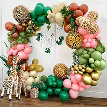 Load image into Gallery viewer, Balloon Arch Kit Jungle Safari,Sage Green Balloon Garland Kit Safari Party Decorations,Pink Green Apricot Coffee Metallic Gold Balloon Pack for Baby Shower Birthday Wedding Safari Theme Party Decor