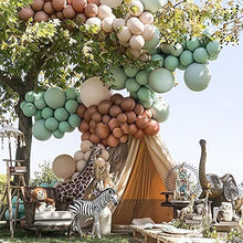 Load image into Gallery viewer, Thinbal Saga Green Brown Balloon Arch Garland Kit, 100pcs Jungle Theme Safari Party Decorations, Retro Green Coffee Apricot Balloons for Kids Boys Girls Birthday, Baby Shower, Weeding Party Supplies