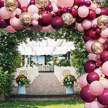 Load image into Gallery viewer, onehous Balloon Garland Kit, 119 pcs Burgundy Pink Metallic Latex Balloons Arch Kit with 16ft Tape Strip & Dot for Birthday Wedding Party Decorations
