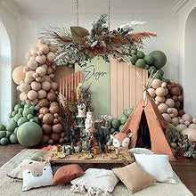 Load image into Gallery viewer, Thinbal Saga Green Brown Balloon Arch Garland Kit, 100pcs Jungle Theme Safari Party Decorations, Retro Green Coffee Apricot Balloons for Kids Boys Girls Birthday, Baby Shower, Weeding Party Supplies