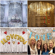 Load image into Gallery viewer, Geboor 3 Pack Metallic Tinsel Curtains 1x2.5m Fringe Foil Curtain for Wedding Birthday Party Door Windows Decorations (Silver)