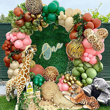 Load image into Gallery viewer, Balloon Arch Kit Jungle Safari,Sage Green Balloon Garland Kit Safari Party Decorations,Pink Green Apricot Coffee Metallic Gold Balloon Pack for Baby Shower Birthday Wedding Safari Theme Party Decor