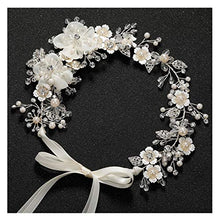 Load image into Gallery viewer, SWEETV Ivory Flower Wedding Headband-Silver Headpiece Hair Vine for Brides, Bridesmaid Birdal Hair Accessories