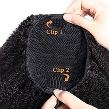 Load image into Gallery viewer, Afro Kinky Curly Ponytail Human Hair Kinky Curly Drawstring Ponytail Extension for Black Women Wrap Drawstring Ponytail Hairpiece Thick with Clip in Binding Pony Tail Natural Color(14 Inch)