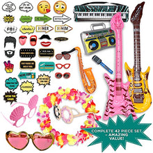 Load image into Gallery viewer, 41 PC Set - Photo Booth Prop, Wedding Prop, Birthday Decoration, Party Prop, Inflatable Guitar, Inflatable Microphone, Party Accessories Adults, Prop Signs, Photobooth Prop, Hen Photo