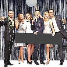Load image into Gallery viewer, 3Pcs Black Metallic Tinsel Foil Fringe Curtains, 3.28ft x 6.56ft Black Photo Booth Backdrop Streamer Curtain,Photo Booth Props,Ideal Bachelorette Party Supplies,Birthday,Christmas,New Year Decorations