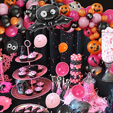 Load image into Gallery viewer, onehous Halloween Balloon, Halloween Balloon Arch Garland Kit,Halloween Decorations,with Bat Foil Balloon, Pink Orange and Black Balloons, Halloween Bat Decoration Kit for Indoor Outdoor Home