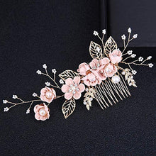 Load image into Gallery viewer, 4pcs Wedding Hair Comb Rhinestone Pearl Hair Pins for Women, Light Rose Gold Wedding Hair Clip Rhinestone Bridal Comb Barrette, Wedding Hair Accessories Headpiece