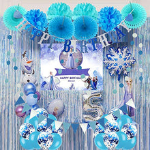 Load image into Gallery viewer, Recosis Birthday Party Decorations, Blue Party Decorations for Boy Men, Happy Birthday Banner, Curtains, Paper Pompoms and Fans, Garland, Confetti Balloons for Birthday Party Decorations