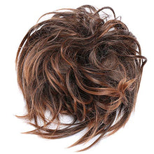 Load image into Gallery viewer, Scrunchie Scrunchy Hair Bun Extensions Curly Messy - Light Auburn & Dark Brown - Synthetic Chignon Ombre Ponytail Donut Harpiece