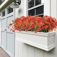 Load image into Gallery viewer, Ruiuzioong Artificial Violet Flowers Outdoor UV Resistant Fake Flowers 6pack No Fade Faux Plastic Plant Shrubs Greenery for Indoor Outside Hanging Planter Window Box Patio Home Decor (Rose Red)