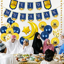 Load image into Gallery viewer, Eid Mubarak Ramadan Decorations, Eid Mubarak Banner Hanging Swirl Latex Balloon, Foil Balloons and Confetti Balloons for Ramadan Kareem Party Decorations Eid Ramadan Mubarak Supplies for Home Garden
