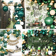 Load image into Gallery viewer, PartyWoo Green and Gold Balloon Garland Kit, 121 pcs Jungle Theme Party Supplies, Green Balloons, Metallic Gold Balloons, Tropical Leaves for Birthday Decorations, Baby Shower Decorations Neutral