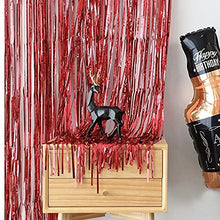 Load image into Gallery viewer, 2pcs 3.2ft x 6.5ft Red Foil Curtain Decoration,Tinsel Foil Fringe Curtains Streamer Backdrop for Birthday Graduation Wedding Engagement Bridal Shower Bachelorette Holiday Christmas,New Year Decoration