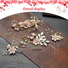 Load image into Gallery viewer, Wedding Hairpins,3 Pcs Bridal Hair Pins Wedding Flower Hair Clip Decorative Pearl Comb for Wedding Bridal Jewelry Bridal Hair Accessories Headpiece(Pink)