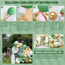 Load image into Gallery viewer, Sage Green Balloons Arch Garland Kit, Sumtoco 112pcs Avocado Olive Green Balloons Arch Set with White Gold Confetti Latex Balloons for Wedding Birthday Baby Shower Tropical Party Decorations
