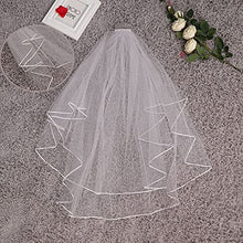 Load image into Gallery viewer, Amerson Bridal Veil Wedding Vails Women's Simple Short Wedding Veils for Brides with Comb for Brides Shower Bachelorette Hen do Night Party Chucky Costume Halloween Girls First Communion (White)