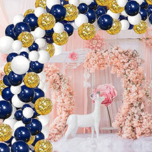 Load image into Gallery viewer, GRESAHOM Balloon Garland Kit, 122pcs Navy Blue White Gold Latex Party Balloon Arch Kit with Gold Confetti Balloons Ideal for Birthday Wedding Baby Shower Party Decorations