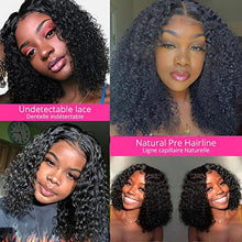 Load image into Gallery viewer, 10 Inch Natural Black Short Bob Wig Deep Wave Curly Lace Front Human Hair Wig13x6x1 T Part Transparent Lace Front Wig For Black Women