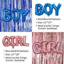 Load image into Gallery viewer, Lopeastar Gender Reveal Balloon Arch Decoration - 52 Balloons Navy Blue and Rose Gold tinsel Foil Fringe Curtains Backdrop, Boy or Girl Baby Reveal Party Supplies