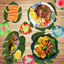 Load image into Gallery viewer, Yojoloin 128 Pcs Hawaiian Tropical Party Decoration Set,Hawaiian Table Skirt+20 Pcs Palm Leaves+30 Pcs Hawaiian Flowers+1 Pcs Flamingo Banner for Beach Summer and Hawaiian Theme Party