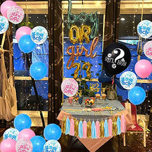 Load image into Gallery viewer, Baby Gender Reveal Party Supplies, 36 Inch Reveal Balloon, Boy or Girl Banner, Foil Balloons, Pink and Blue Clear Balloon, Metallic Fringe Curtain, Tissue Paper Tassels for Baby Shower Birthday