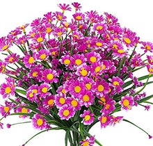 Load image into Gallery viewer, Ruiuzioong Artificial Daisy Flowers 4 Pack Outdoor Fake Flowers for Decoration No Fade Faux Plastic Flower Garden Porch Hanging Planter Farmhouse Window Box Décor (Fuchsia)