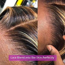 Load image into Gallery viewer, Highlight Deep Wave Wigs Human Hair P4/27 Ombre Lace Front Wigs Honey Blonde 180% Density Transparent Curly Water Wave 13X4x1 T Part Lace Frontal Wigs for Black Women 18Inch