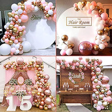 Load image into Gallery viewer, Thinbal Balloon Garland Arch Kit, 98pcs Rose Gold Balloon Arch kit, Rose Gold,Gold Metallic balloons Pink White Latex Balloons for Girls Womens Birthday Baby Shower Wedding Bridal Party Decorations