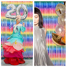 Load image into Gallery viewer, Pajaver Metallic Tinsel Curtains, Rainbow Foil Curtain, Backdrop Fringe Curtains, Door Window Backdrop Decorations for Birthday Wedding Party Favors Supplies (Multicolor B)