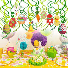 Load image into Gallery viewer, HOWAF 40pcs Happy Easter Bunting Banner Easter Hanging Swirl Decorations Easter Egg Bunny Hanging Swirl Foil Decorations,Easter Egg Rabbit Bunny Chick Carrot Chicken for Easter Party Home School Decor