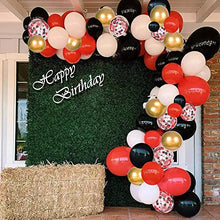 Load image into Gallery viewer, 125pcs Gold Black Red Confetti Balloon Arch Garland Kit - Gold White Black Red Confetti Balloons for Graduation New Year Party Wedding Birthday Baby Shower Decorations