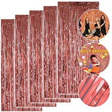 Load image into Gallery viewer, Hejo 5 Pack Rose Gold Foil Curtain, 3.3ft x 6.6ft Metallic Tinsel Curtains, Glitter Curtain Backdrop for Wedding, Party, Birthday, Christmas, Halloween, Bachelorette, New Year Decor