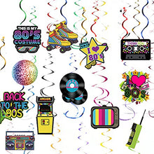 Load image into Gallery viewer, 80's Party Foil Swirl Decorations, Disco Rock Hippie Hanging Swirls Ceiling Decor for 1980s Theme Retro Party Supplies