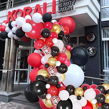 Load image into Gallery viewer, 125pcs Gold Black Red Confetti Balloon Arch Garland Kit - Gold White Black Red Confetti Balloons for Graduation New Year Party Wedding Birthday Baby Shower Decorations