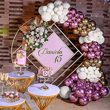 Load image into Gallery viewer, White Metallic Pink Balloons Garland Arch Kit Gold Metallic Balloons White Latex Chrome Balloons with Glue Dots Balloons Decorating Strip for Bridal Wedding Graduation Birthday Party Decoration