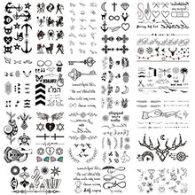 Load image into Gallery viewer, 20 Sheets Fake Black Tiny Temporary Tattoo Body Sticker Hand Neck Wrist Art Fashion