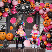 Load image into Gallery viewer, onehous Halloween Balloon, Halloween Balloon Arch Garland Kit,Halloween Decorations,with Bat Foil Balloon, Pink Orange and Black Balloons, Halloween Bat Decoration Kit for Indoor Outdoor Home