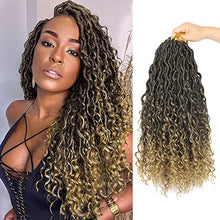 Load image into Gallery viewer, Beyond Beauty New Goddess Locs Crochet Hair 18 Inch 7 packs Pre Looped Curly Goddess Faux Locs Crochet Hair For Black Women Curly In Middle And Ends Synthetic Braiding Hair Extension(T27)