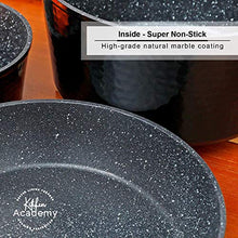 Load image into Gallery viewer, Kitchen Academy 15 Pieces Nonstick Granite-Coated Cookware Set, Non-Stick Induction Pot Pan Set, Includes Lids, Frying and Pans Accessories - Aluminium Hammered Black