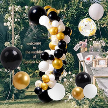 Load image into Gallery viewer, 103pcs Black Gold Confetti Party Balloons, 18inch Large Black White Balloons 12inch Birthday Graduation New Years Decorations with 4 Accessories Party Supplies Garland Arch Kit for Kids and Adults