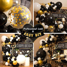Load image into Gallery viewer, caicainiu Black White Gold Balloon Garland Kit Arch for New Year Graduation or Birthday Black and White Balloons with Gold Confetti Party Decorations for Retirement Anniversary Decor Prom Fathers Day