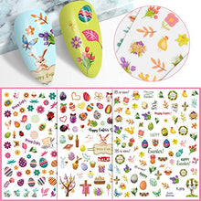 Load image into Gallery viewer, 8 Sheets Easter Nail Art Decals, Kalolary Bunny 3D Nail Glitter Self-Adhesive Stickers Easter Eggs Rabbits Chick for Women Girls Kids DIY Nail Design Manicure